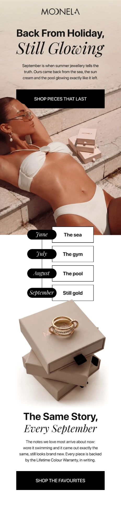 Email marketing design created by Magicianly for Moonela