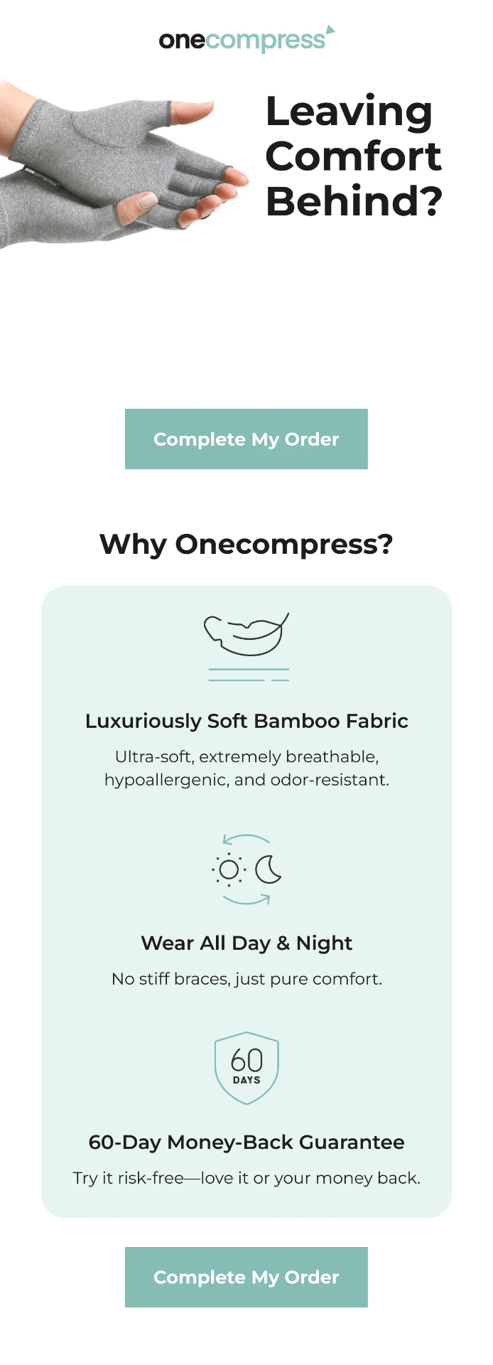 Onecompress cart recovery email creative about completing an order