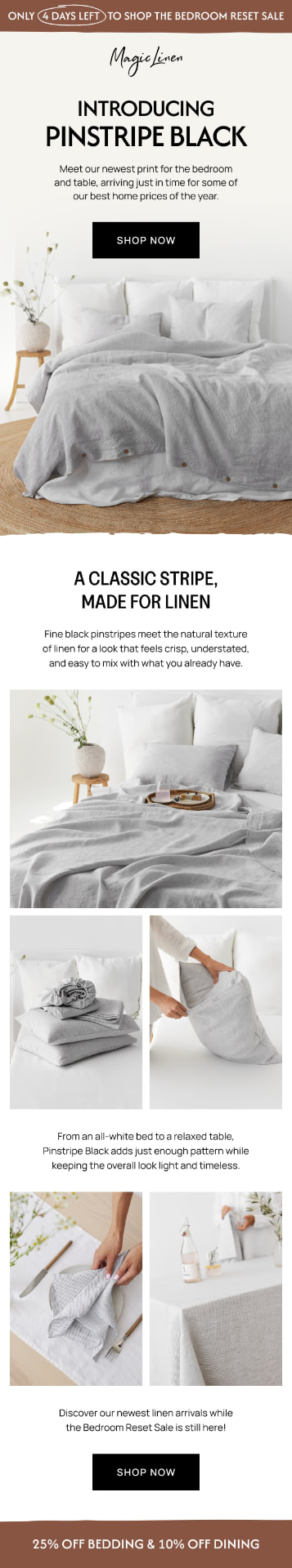 Email marketing design created by Magicianly for Magic Linen