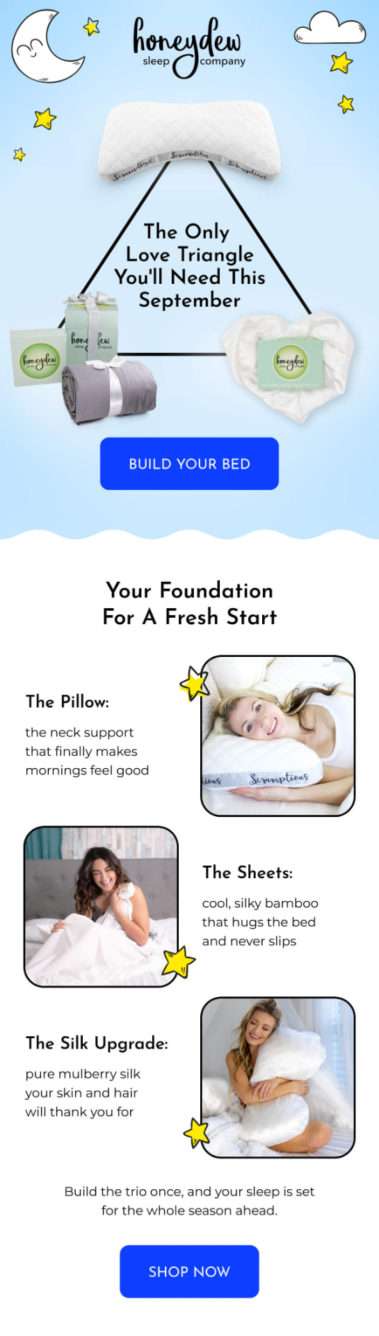 Email marketing design created by Magicianly for Honeydew Sleep Company