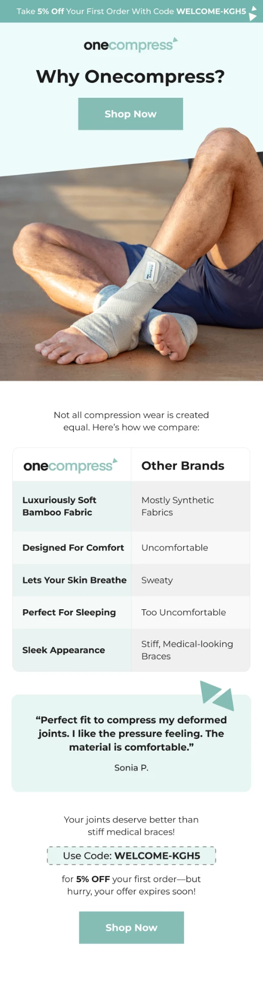 Onecompress educational email creative about why compression matters
