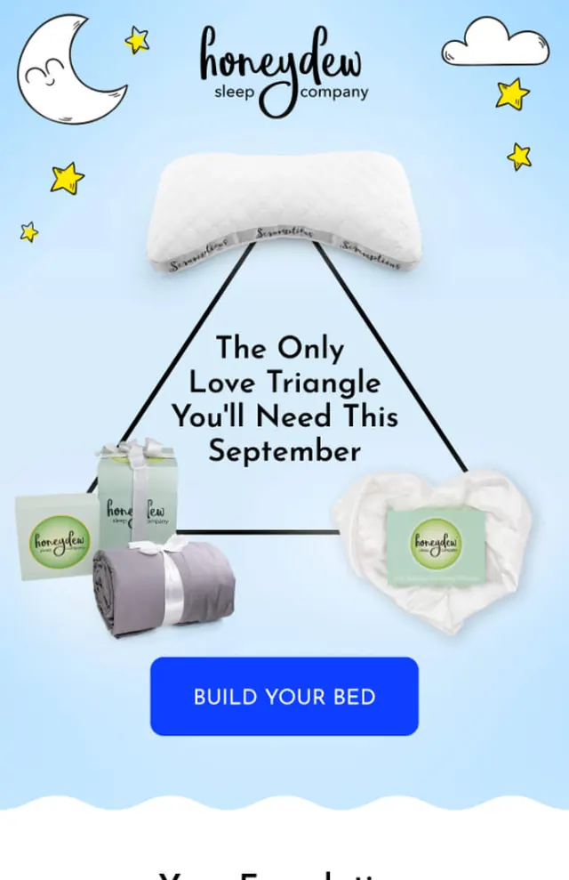Email marketing design created by Magicianly for Honeydew Sleep Company
