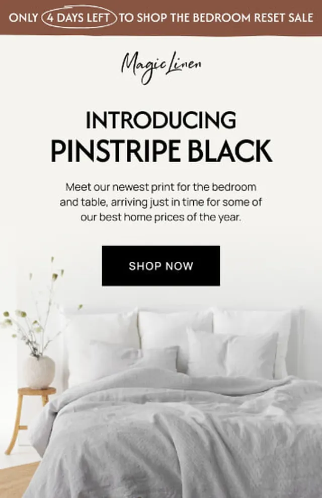 Email marketing design created by Magicianly for Magic Linen